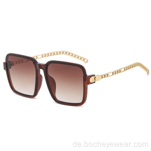 Fashion Square Damen-Sonnenbrille mit großem Rahmen Metall Hohlkette Sonnenbrille Herrenmode-Sonnenbrille s21180